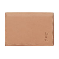 SAINT LAURENT Calfskin Wallets Card Holders Regular Women's Brown Gold