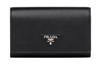 PRADA Leather Wallet Large Size Women's Black