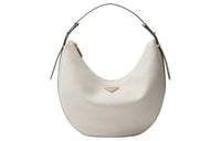 PRADA Leather Hobo Bag Handbag Shoulder Bag Large Size Women's White