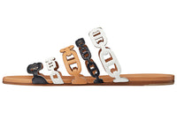 HERMES Trail Slide Slippers Women's White Black Brown