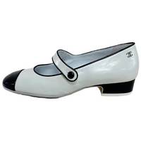 CHANEL Chunky Heel Mary Jane Shoes Women's Light Blue