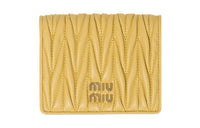 MIU MIU Matelassé Leather Wallet Small Size Women's Pineapple Yellow