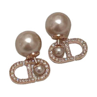 DIOR Crystal Resin Metal Pearl Earrings Men's Pink