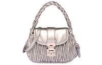 MIU MIU Leather Handbag Women's Silver