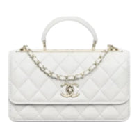 CHANEL Lambskin Shoulder Bag Crossbody Bag Handbag Women's Light Gray