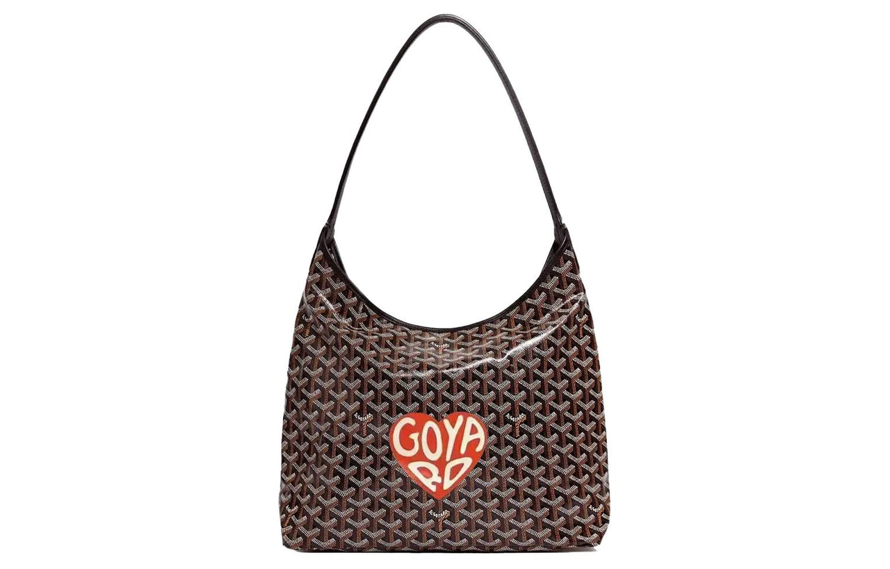 GOYARD Bohème Hobo Canvas With Leather Hobo Bag Shoulder Bag Shoulder Bag Women's Black/Red Large Heart Edition