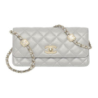 CHANEL Sheepskin Crossbody Bag Shoulder Bag Women's Gray