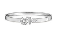 CHANEL 18K White Gold Diamonds Bangles Women's Silver