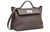 HERMES 24/24 Togo Leather With Swift Calfskin Handbag Women's Tin Gray