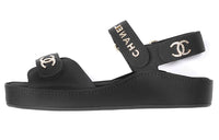 CHANEL Carry Over Strap Sandals Women's Black