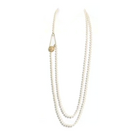 CHANEL Metal Glass Pearl Crystal Necklaces Women's White