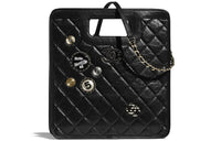 CHANEL Cow Leather Clutch Women's Black