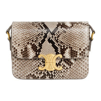 CELINE Triomphe Python Skin Crossbody Bag Shoulder Bag Women's Natural