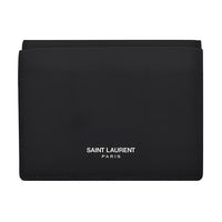 SAINT LAURENT Calfskin Grained Leather Coin Purse Unisex Black