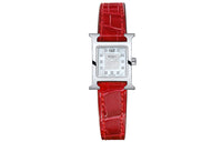 HERMES Heure H Wrist Watch Quartz Movement Genuine Leather Strap White Dial Women's Watch
