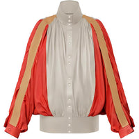 LOUIS VUITTON Color-Blocked Gathered Leather Jacket