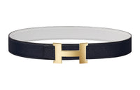 HERMES Leather Belts Men Indigo/White