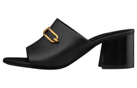 HERMES Camilla Mule Stylish Sandal 6cm Women's Black