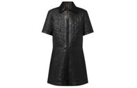 LOUIS VUITTON Pinstripe Leather Zip-Up Dress