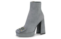 LOUIS VUITTON Ankle Boots 12cm Women's Gray