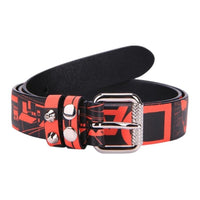 PRADA Pattern Detail Design Belt Men's Red
