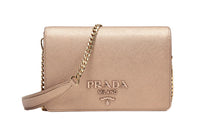 PRADA Cow Leather Crossbody Bag Shoulder Bag Women's Quartz Color