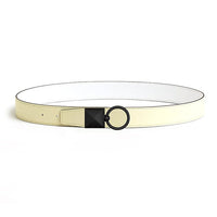 HERMES Calfskin Metal Leather Belts Men's White/Yellow Width  3.2CM