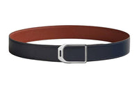 HERMES Double-Sided Design Smooth Buckle Leather Belts Men's Width: 3.8CM