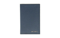 PRADA Cow Leather Card Holder Women's Blue