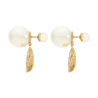 DIOR Metal Resin Bead Earrings Women's Gold