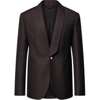 LOUIS VUITTON Wool-Silk Blend Monogram Single-Breasted Tuxedo Jacket