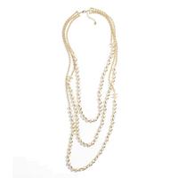 CHANEL Metallic Pearls Necklaces Women's Gold