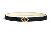 HERMES Maillon Bubble Buckle Double-Sided Leather Smooth Buckle Leather Belts Women's Black Width 2.4CM