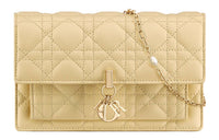 DIOR Lady Dior Sheepskin Handheld Shoulder Bag Crossbody Bag Women's Light Yellow