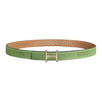 HERMES Leather Leather Belts Women's Green Width: 2.4cm