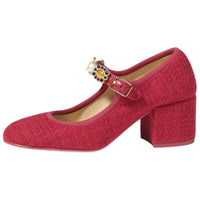 CHANEL Mary Jane Shoes 6cm Women's Red