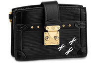 LOUIS VUITTON Trunk Cow Leather Small Square Bag Card Holder Women's Black