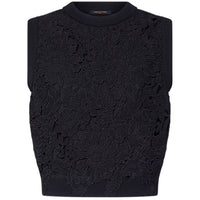 LOUIS VUITTON Floral Lace Accent Knit Top