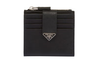 PRADA Logo Plaque Zipped Wallet