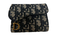 DIOR Jacquard Canvas With Calfskin Wallet Regular Women's Blue