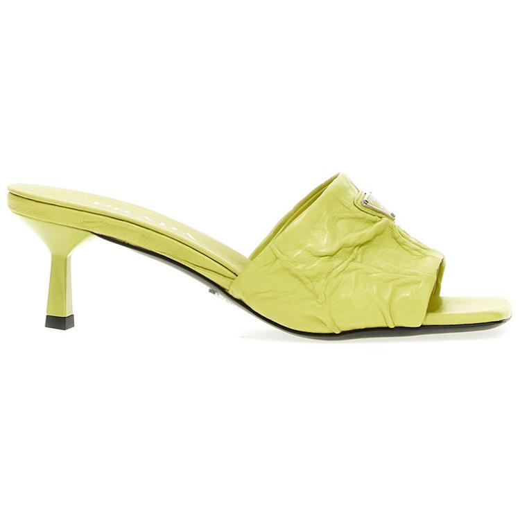 PRADA Abrasion Resistant Slide Slippers 5.5cm Women's Yellow