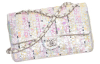 CHANEL Classic Flap CF Embroidered Brocade Shoulder Bag Crossbody Bag Handbag Women's Silver/Medium Pink/Medium Yellow