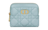 DIOR Caro Cow Leather Wallet Women's Space Blue