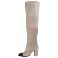 CHANEL Knee-high Boots Women's Light Gray