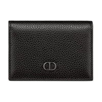 DIOR Grained Calfskin Business Card Holder Zero Wallet Card Holder Unisex Black
