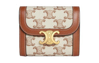 CELINE Triomphe Calfskin Wallet Small Size Women's White