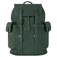LOUIS VUITTON CHRISTOPHER Taurillon Monogram Embossed Cow Leather Backpack Medium Size Men's Forest Green