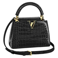LOUIS VUITTON Capucines Crocodile Leather Capy Sine Handbag Mini Women's Black