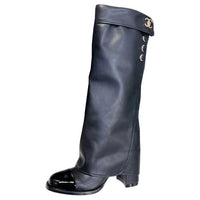 CHANEL Knee-high Boots Women's Black