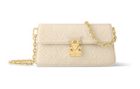 LOUIS VUITTON Embossed Soft Grain Cow Leather Handbag, Shoulder Bag Women's Milk White